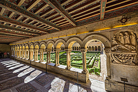 回廊,本笃会修道院,圣多明各,卡斯提尔,西班牙,欧洲