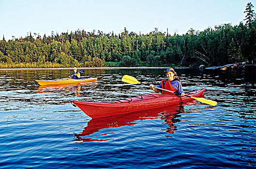 女性,漂流,湖,怀特雪尔省立公园,曼尼托巴,加拿大