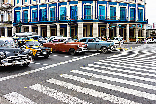 古巴,哈瓦那,大道,交通,老爷车