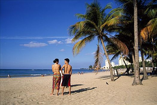 海滩,圣胡安,波多黎各,加勒比海
