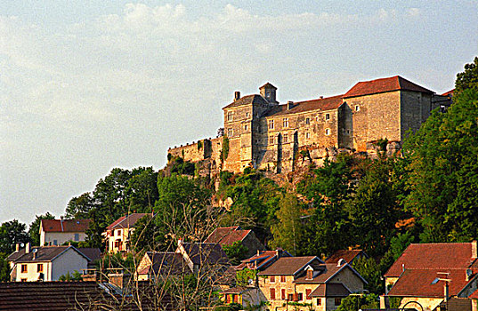 中世纪,城堡,要塞,勃艮第,远眺