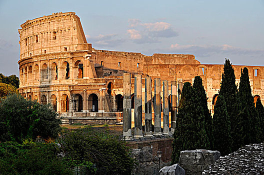 罗马角斗场,柱子,庙宇,罗马,古罗马广场,拉齐奥,意大利,欧洲