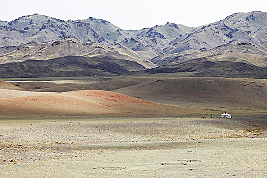孤单,蒙古包,山,背影,戈壁沙漠,南,戈壁,省,蒙古,亚洲