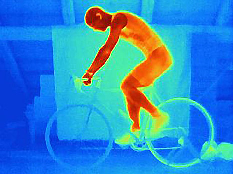 热成像,男青年,运动员,训练,表演,热,肌肉,自行车胎