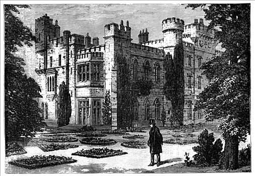 花园,城堡,苏格兰,19世纪,艺术家,未知