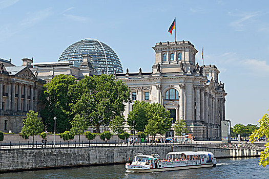德国国会大厦,议会,观光,船,施普雷河,柏林,德国,欧洲