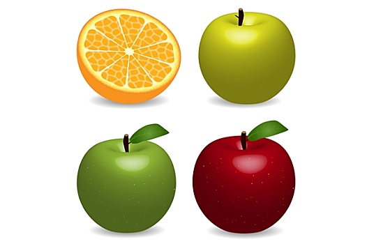 图像,苹果,橙色,隔绝,白色背景