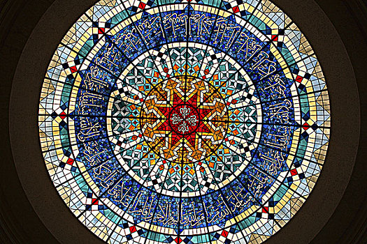 巴林,麦纳麦,博物馆,清真寺,彩色玻璃,圆顶