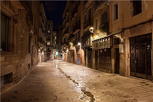哥特建筑风格,夜晚,巴塞罗那