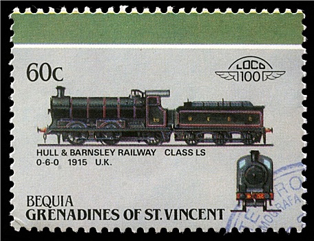 邮票,格林纳丁斯群岛,巴恩斯利,铁路