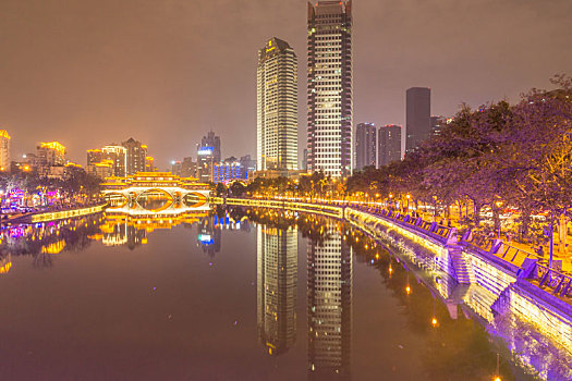 中国成都九眼桥灯光夜景