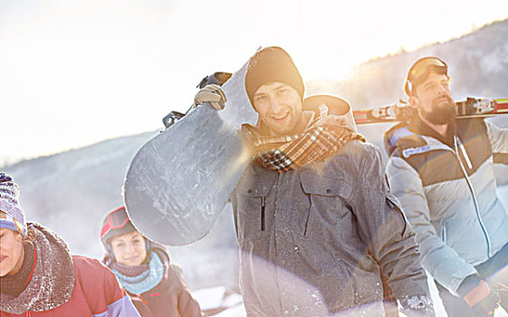 头像,微笑,滑雪板玩家,朋友,滑雪板