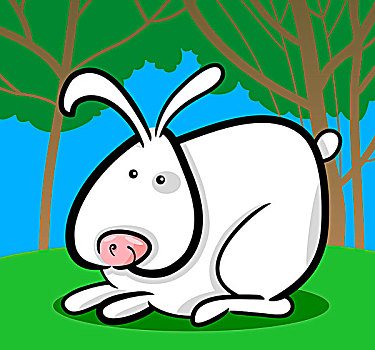 卡通,插画,白色,兔子