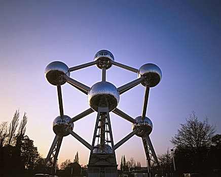 比利时,布鲁塞尔,原子塔,黎明,只有,序列,荷比卢,雕塑,分子,原子,旅游胜地,地标,景象,象征,魅力,城市旅游