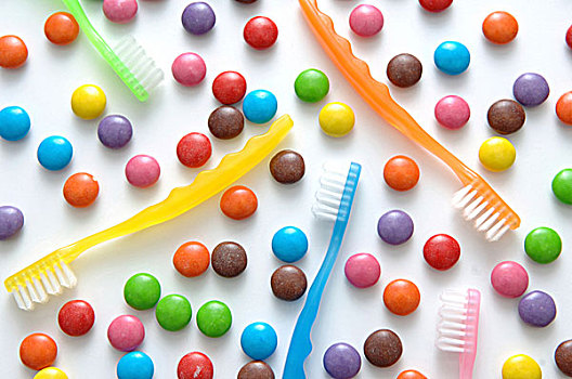 彩色,巧克力,糖果,牙刷