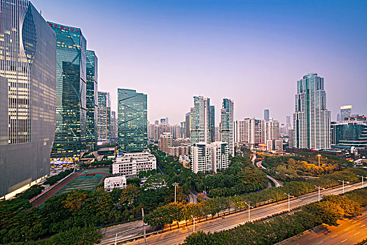 中国广东深圳福田中心区都市夜景