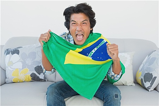 巴西人,球迷,欢呼,看电视