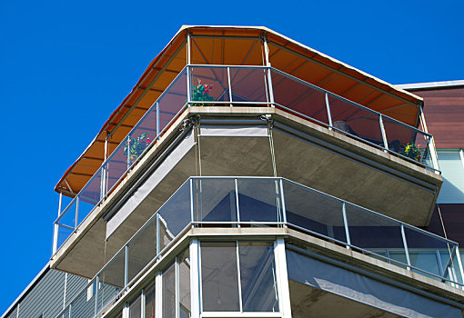 现代住宅,玻璃,露台,公寓,建筑