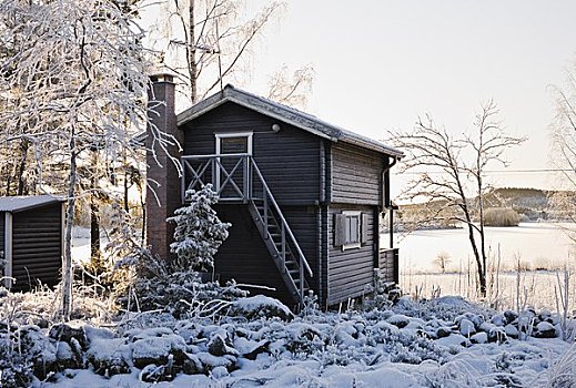 房子,冬天,达拉那,瑞典