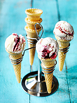 树莓,波纹,冰淇淋