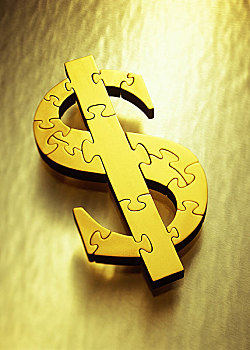黄金,美元符号,拼图