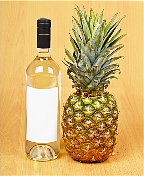 瓶子,白葡萄酒,大,菠萝