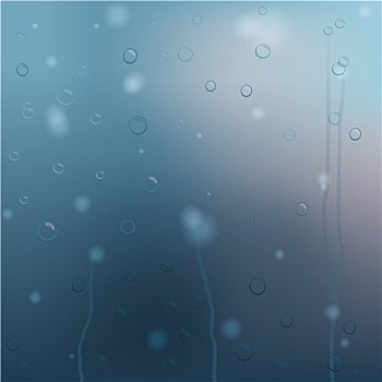 自然,水滴,蓝色背景,玻璃