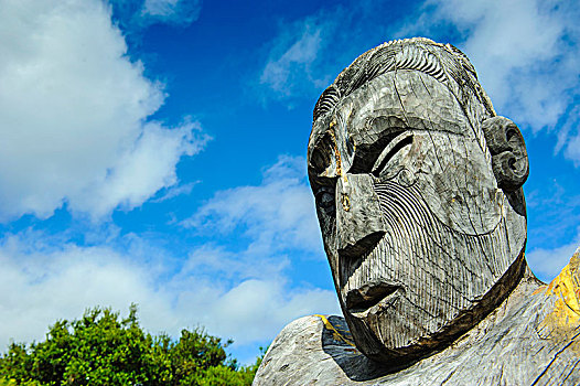 传统,木头,雕刻,面具,蒂普亚,文化中心,北岛,新西兰