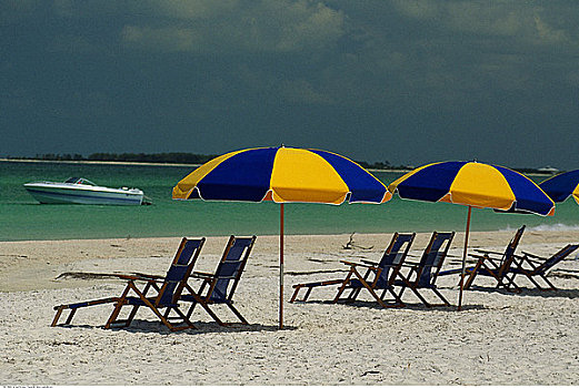 椅子,伞,海滩,佛罗里达,美国