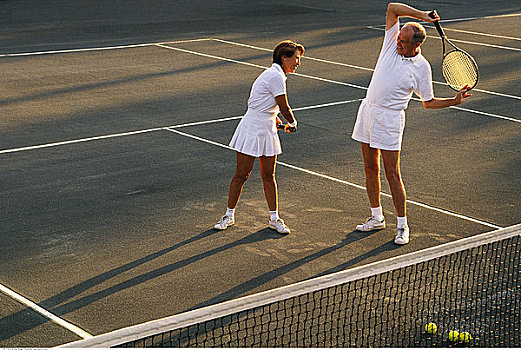 夫妻,玩,网球