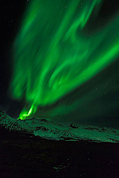 北极光,上方,瓦特纳冰川,国家公园,冬天,冰河,顶峰,欧洲,北欧,冰岛