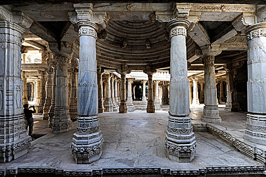 耆那教,庙宇,复杂,柱廊,拉纳普尔,拉贾斯坦邦,北印度,印度,南亚,亚洲