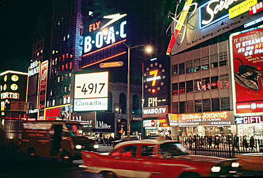 街景,夜晚,时代广场,纽约,美国,七月,夜生活,历史