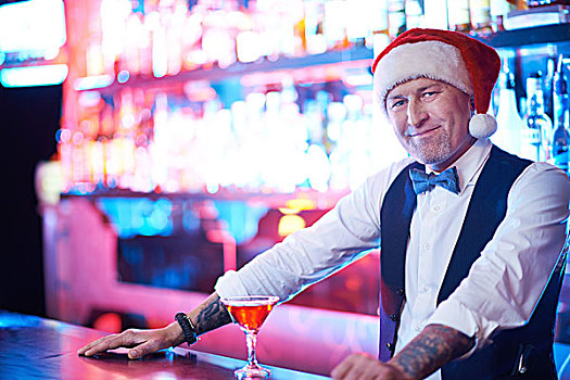 酒吧招待,圣诞老人,帽