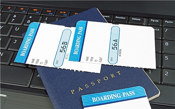 蓝色,护照,登机证