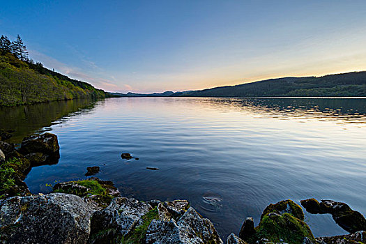 风景,奥尔湖,阿盖尔郡,苏格兰高地,黄昏,苏格兰