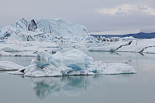 冰山,反射,平静,结冰,湖,冰岛,欧洲