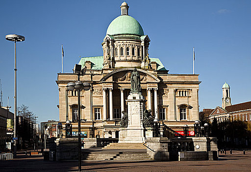 英格兰,约克郡东区,雕塑,维多利亚皇后,广场,户外,市政厅