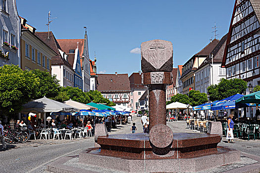 喷泉,市场,区域,斯瓦比亚,巴伐利亚,德国,欧洲