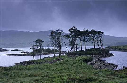 湖,雨天,苏格兰