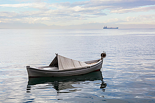 船,漂浮,平和,爱琴海,远景,塞萨洛尼基,希腊