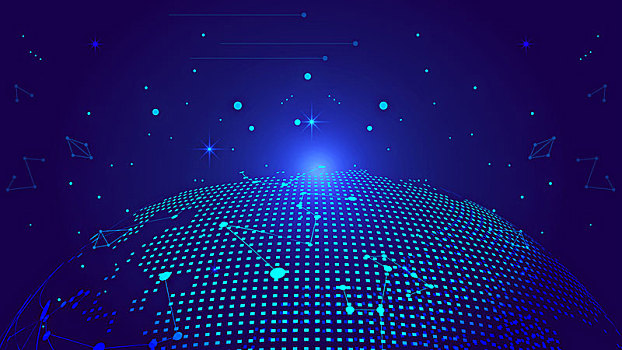 点线链接,数码科技球体,宇宙星空,深蓝科技效果的元素