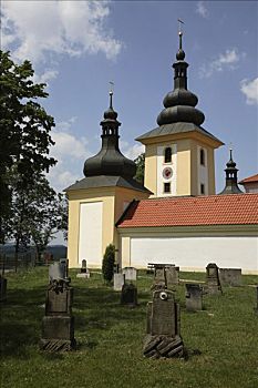 历史,墓地,朝圣教堂,玛丽亚,洛雷托,区域,埃格尔,捷克共和国,欧洲