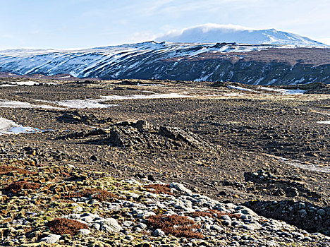 火山,冰岛高地,冬天,一个,动作,冰岛,大幅,尺寸