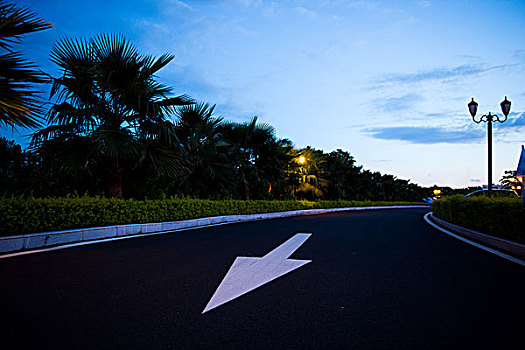 道路,日落,箭头,沥青