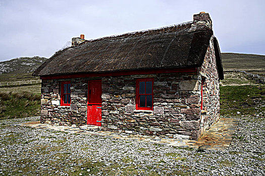 石头,屋舍,阿基尔,梅奥县,爱尔兰,欧洲