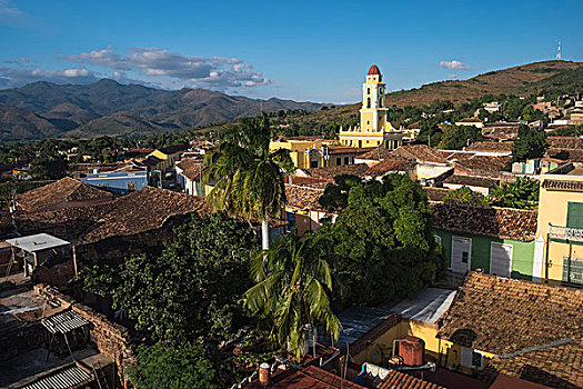 古巴,特立尼达,屋顶,风景,殖民城市