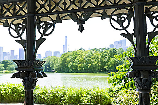 中央公园,湖,曼哈顿,纽约,美国