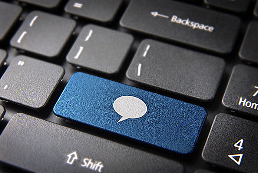 蓝色,对话气泡框,键盘,按键
