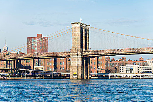 布鲁克林大桥,纽约,鲜明,夏天